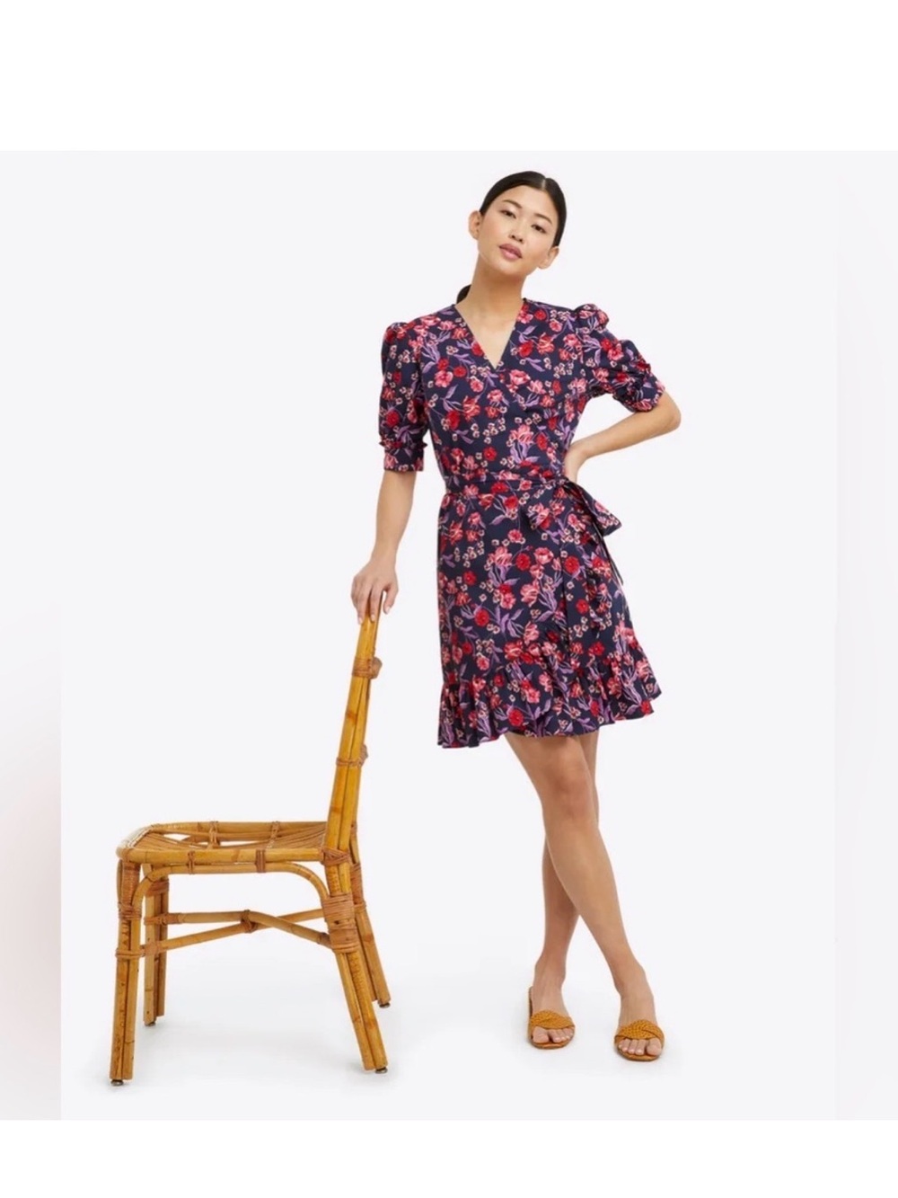 Draper James Reba wrap Dress in fall blooms floral size 14